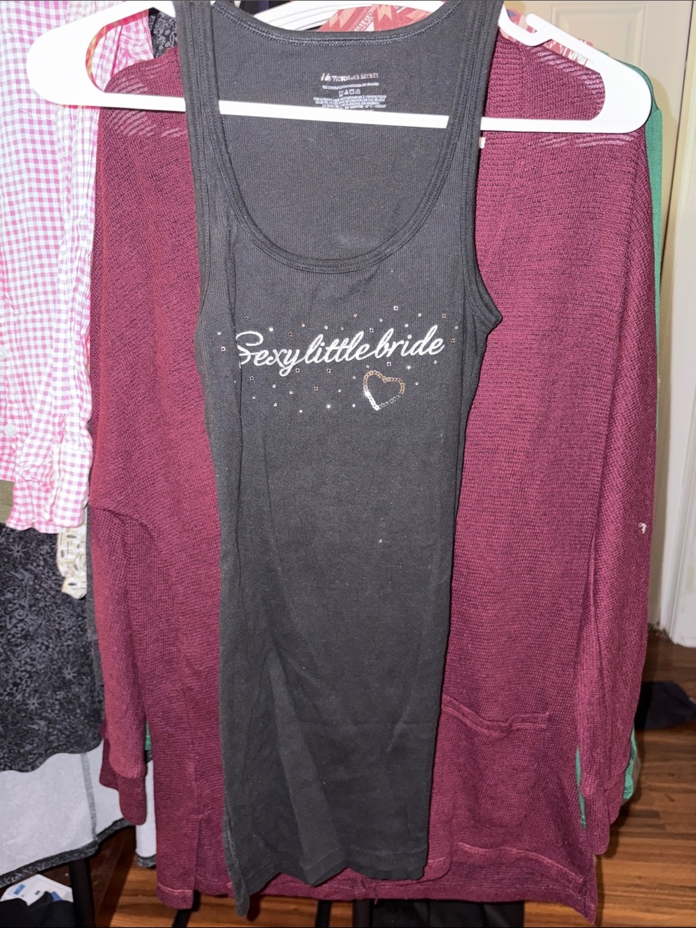 Victoria's Secret Black Tank Top with 'Sexy Little Bride' Script